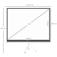 Telo Proiettore da 120" Formato 4:3 in Tessuto a Rete, Plastica e Metallo con Treppiedi, 244x190 cm, Bianco