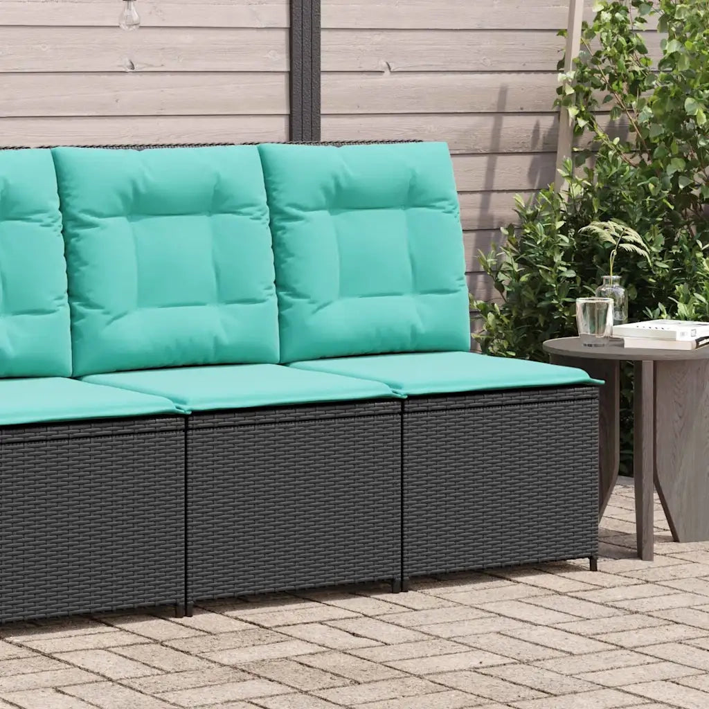 Divano da giardino con cuscino Nero e Turchese polyrattan 3394484
