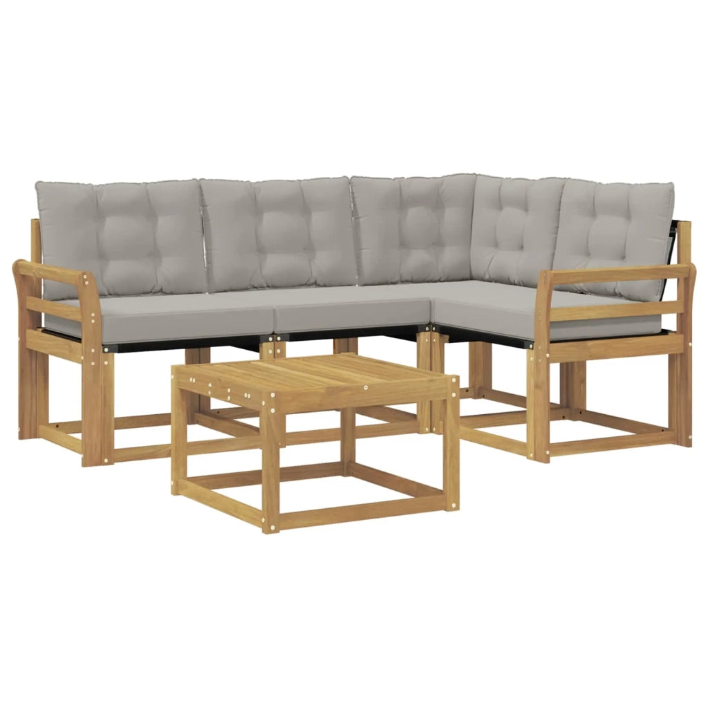 Set di divani da esterno 5 pcs Bianco e Grigio Chiaro