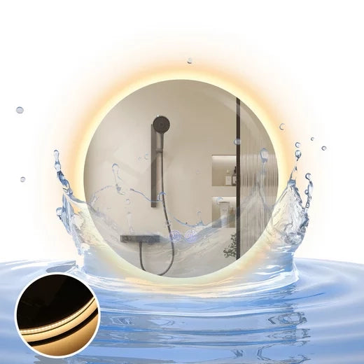ZMH Specchio da bagno rotondo da 50cm con illuminazione LED touch e sbrinamento
