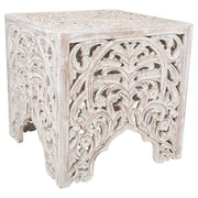 Tavolino in legno bianco fatto a mano 38x38x38h