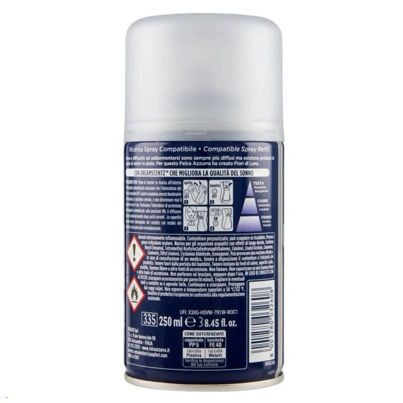 FELCE AZZURRA PROFUMATORE PER AMBIENTE AUTOMATICO RICARICA DA 250 ML FRAGRANZA  FIORI DI LUNA OKY