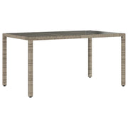 Tavolo da Giardino | Tavolino da esterno Piano in Vetro Grigio 150x90x75cm Polyrattan