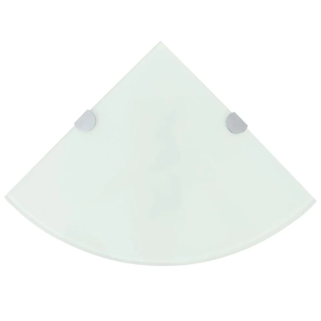 Mensola angolare con staffe cromate e vetro bianco 35 x 35 cm 2702224/2