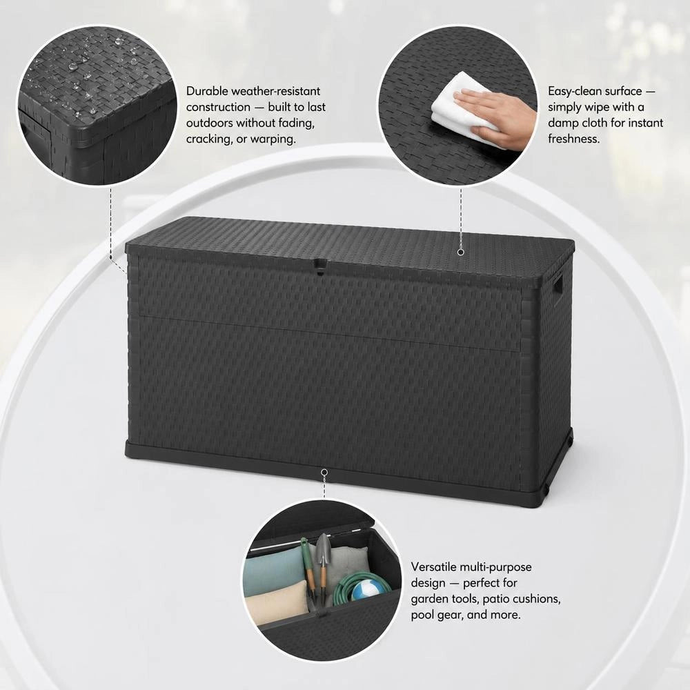 Garden Storage Box, Anthracite, 120x56x63 Cm, PP Rattan