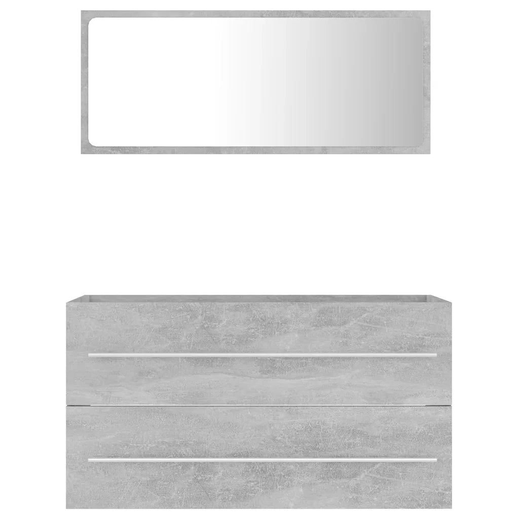 Set Mobili da Bagno 2 pz Grigio Cemento in Legno Multistrato 804849