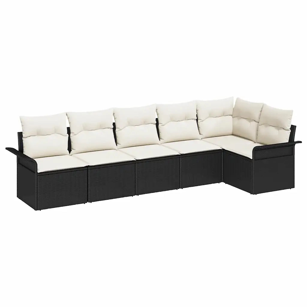 Set Divano da Giardino con cuscino 6 pcs Nero polyrattan 3345377