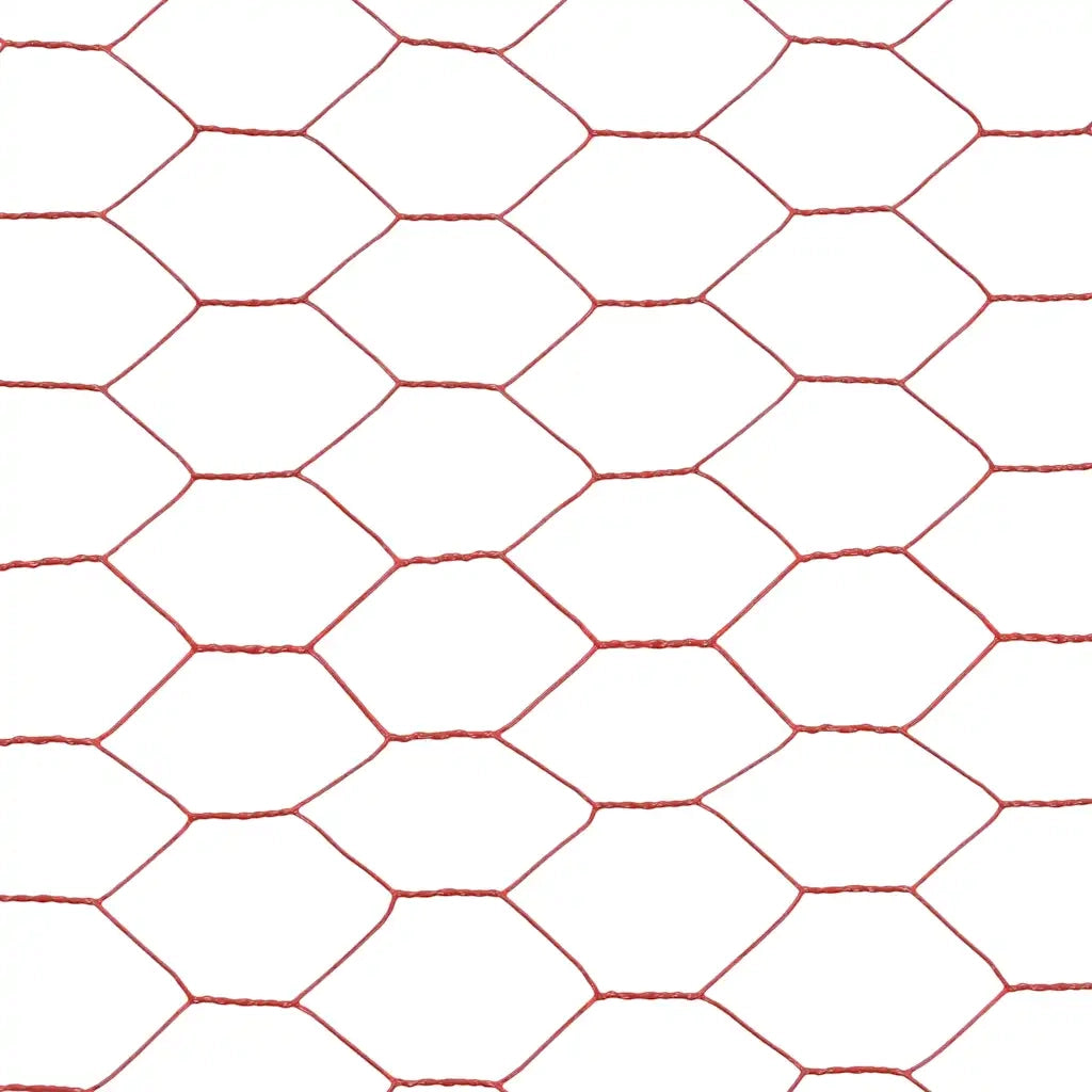 Recinzione in Rete per Pollaio in Acciaio e PVC 25x1 m Rossa 143307