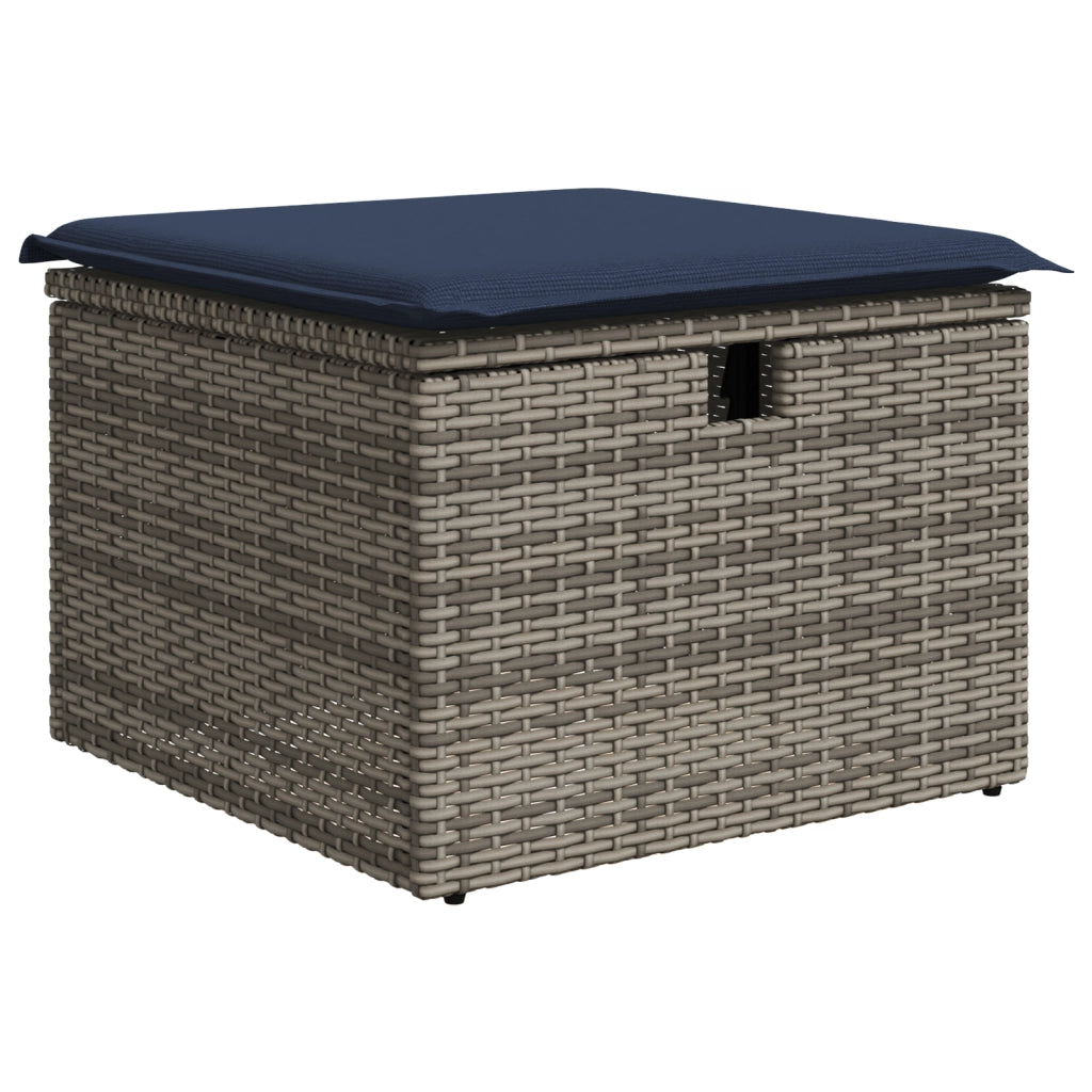 Sgabello Giardino con Cuscino Grigio 55x55x37 cm in Polyrattan 366153