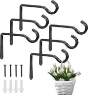 6 supporti per piante, 15,5 x 10,5 cm, candelabro in ferro con fioriere, chiodi da parete neri con viti e tubo espanso per piante, ripari per uccelli, gong per vento