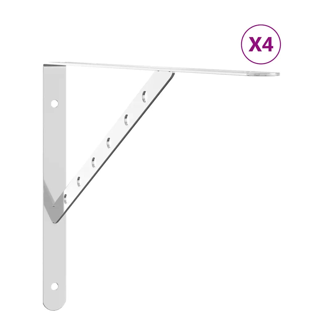 Staffe per Mensola 4 pz 40x2,5x25 cm in Acciaio Inox Argento 30300