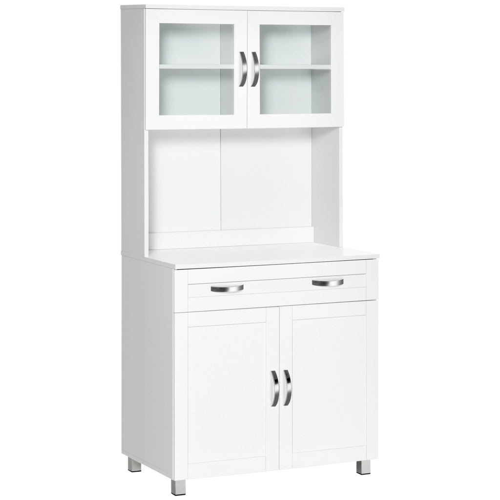 Mobile Cucina con Armadietti e Ante in Vetro ¨C zephmum ¨C Bianco 80x48x170 cm
