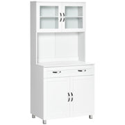 Mobile Cucina con Armadietti e Ante in Vetro ¨C zephmum ¨C Bianco 80x48x170 cm