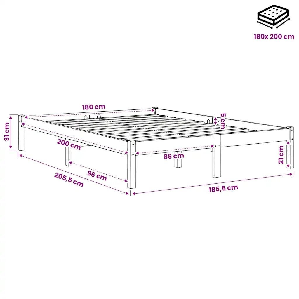 Giroletto in Legno Massello 180x200 cm Super King 810032