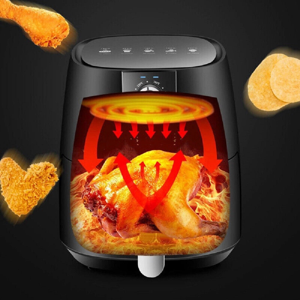 Trade Shop - Friggitrice Ad Aria Calda Senza Olio Capacità 5,5 Litri 1500 Watt Cucina Tx-8439 -