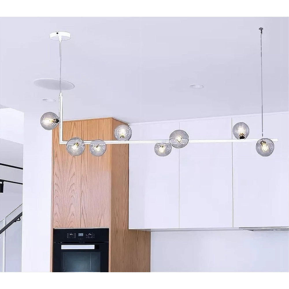 Trade Shop - Lampadario 8 Sfere G9 In Vetro Da Soffitto In Metallo Bianco Design Moderno 71614 -