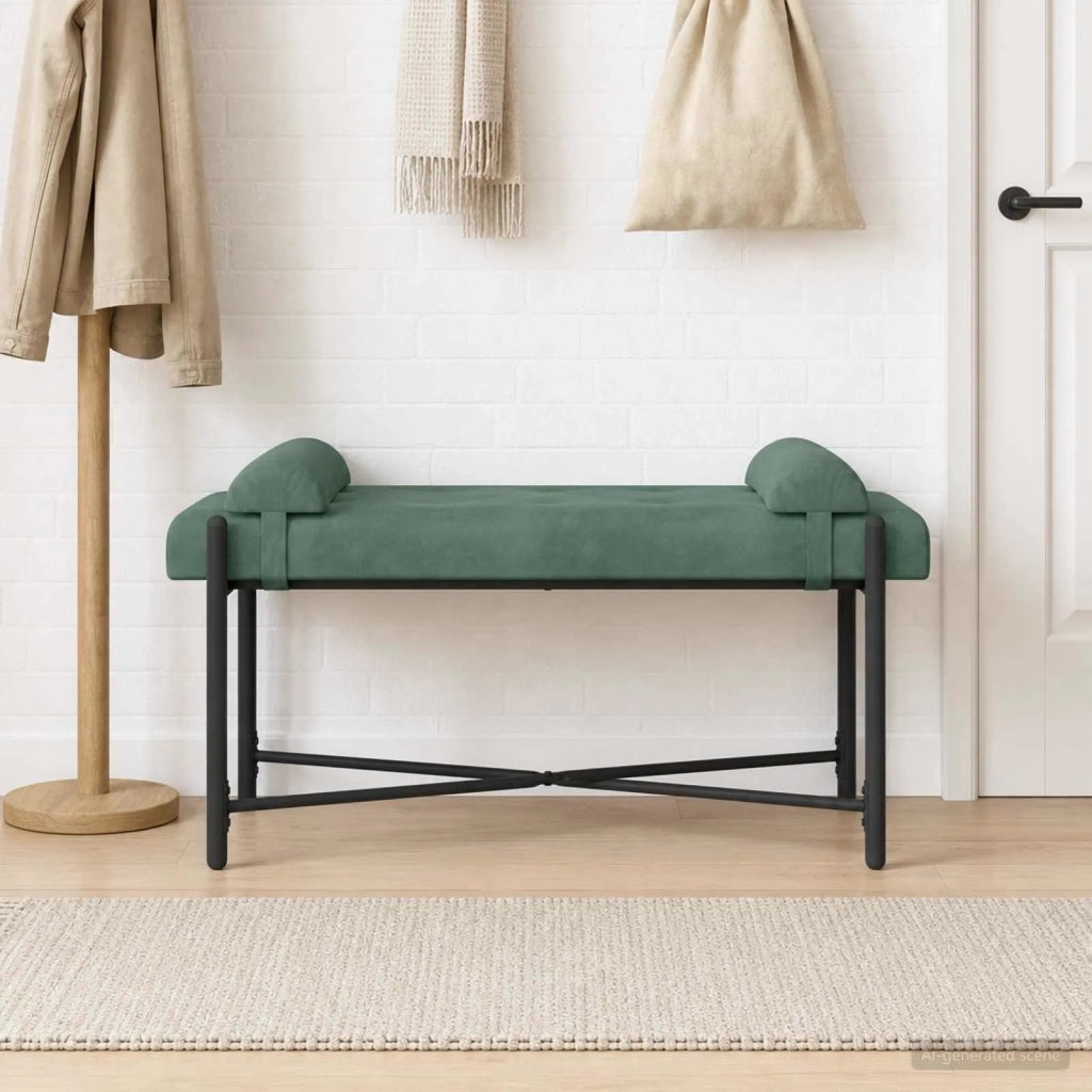 Panchina con bottoni e cuscini Verde Mare 110 x 40 x 46 cm 42038396