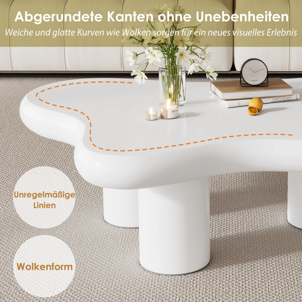 Tavolino da caffè a forma di nuvola 97x67x32 cm in MDF bianco