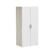 Guardaroba 2 ante Barge, Mobile camera da letto, Cabina armadio portabiti, Armadio appendiabiti, 79x52 h166 cm, Rovere e Bianco opaco