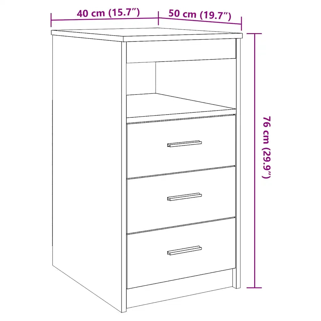 Cassettiera Rovere Artigianale 40x50x76 cm in Truciolato 856005