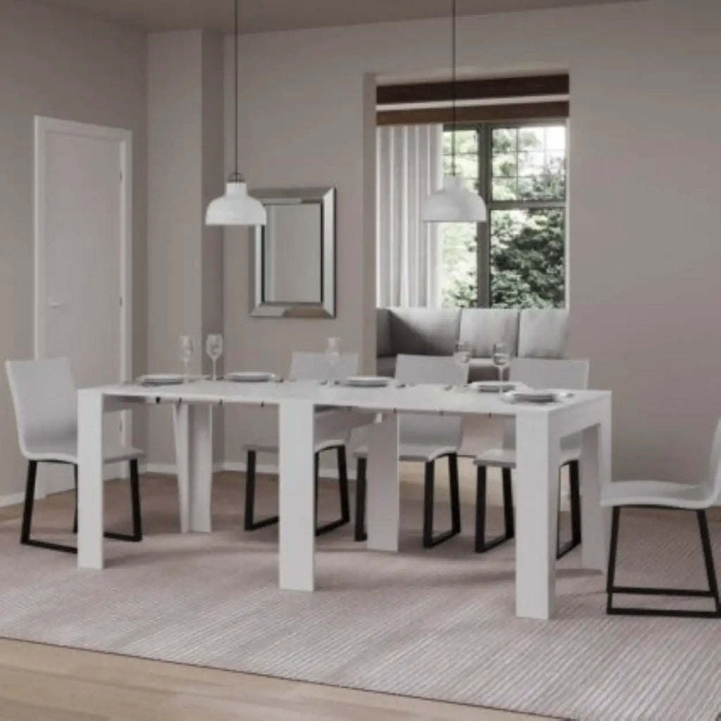 Consolle allungabile 90Ã—25/211 cm Anea Bianco Frassino