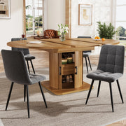 Tavolo da Pranzo Allungabile con 4 Sedie e Cassetto ¨C MINIMAL ¨C Legno Scuro, Set 5 Pezzi per 4-6 Persone