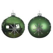Pallina di Natale colorazione verde vischio assortita con stella in rilievo Ø 8 cm