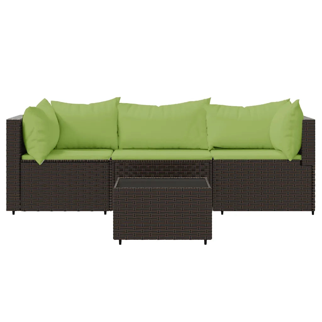 Set Mobili da Giardino 4 pz con Cuscini in Polyrattan Marrone CFW7949445