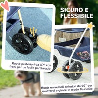 Passeggino per Cani 3 in 1 Pieghevole con Cestino Inferiore Blu