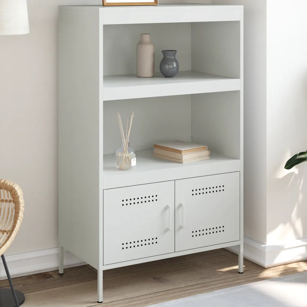 Credenza-Buffet-Armadio da cucina Bianca 68x39x113 cm in Acciaio 227363