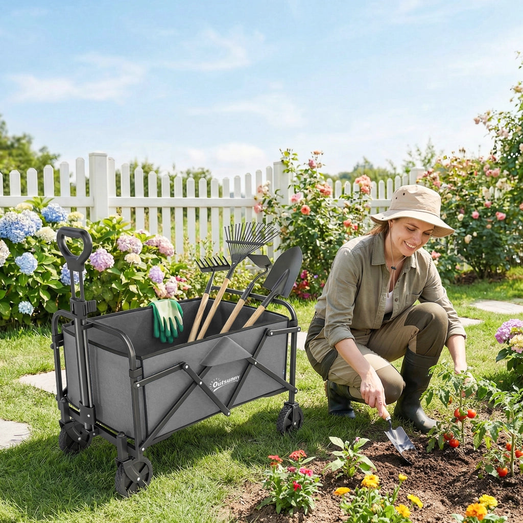 Carriola da Giardino Pieghevole ¨C Zephmum ¨C 81x45x89 cm Grigio