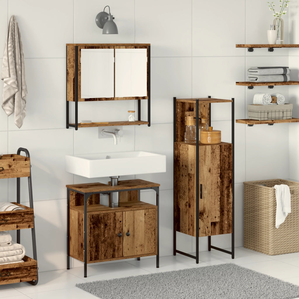 Set di Mobili da Bagno 3 Pezzi Legno Antico