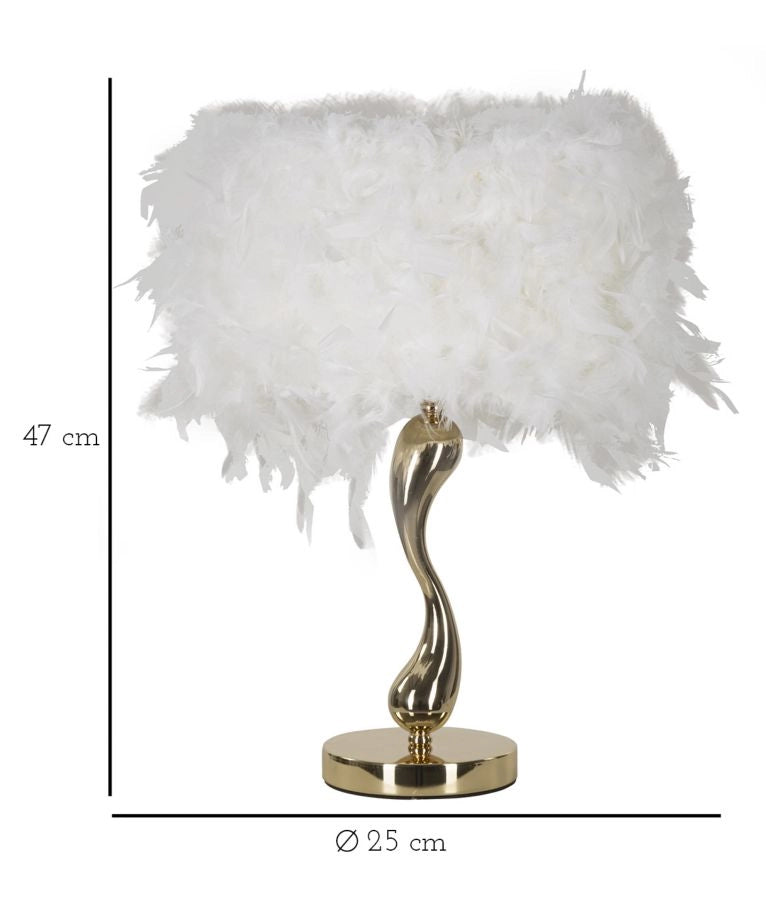 Lampada da Tavolo Cart Bianca Ø25x47 cm in Ferro e Plastica Oro e Bianco