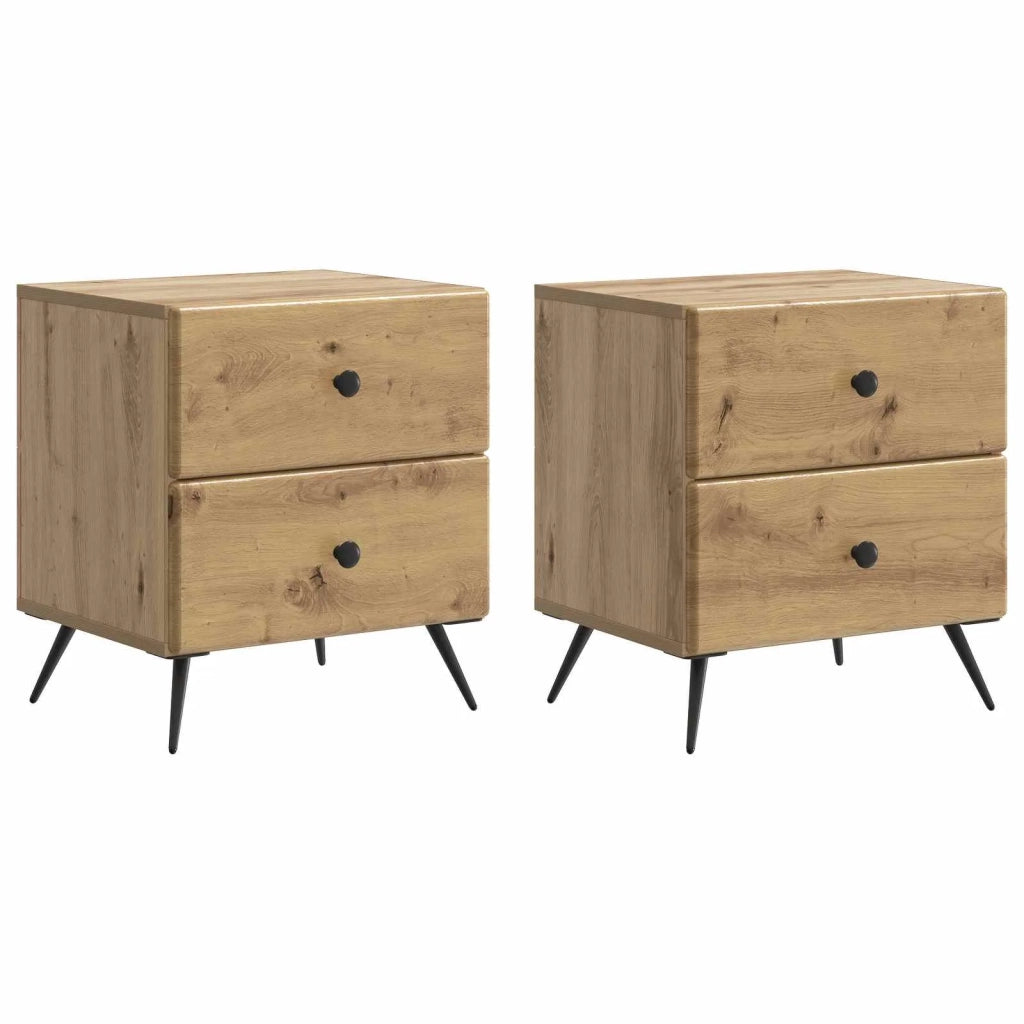 Armadio da Notte 2 pcs Rovere Artigianale 43 x 34,5 x 47,5 cm 895464