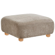 Pouf ottomano rettangolare imbottito in tessuto beige, modulo divano con gambe in legno, moderno, monoposto