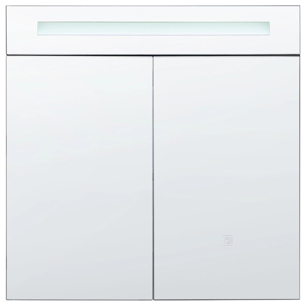 Specchiera da bagno in vetro nero e legno ingegnerizzato con LED 60 x 60 cm Design moderno
