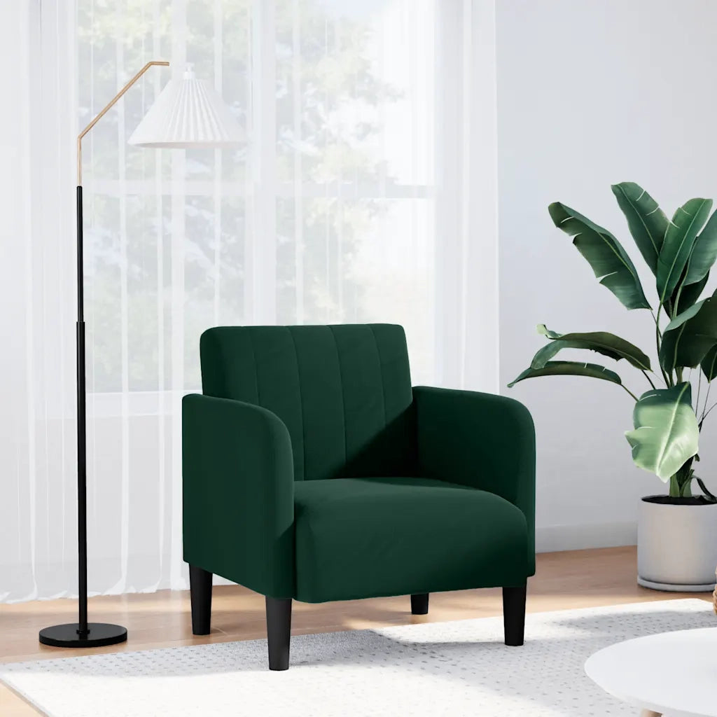Divano Sedia con Braccioli Verde Scuro 54 cm in Velluto 4100580
