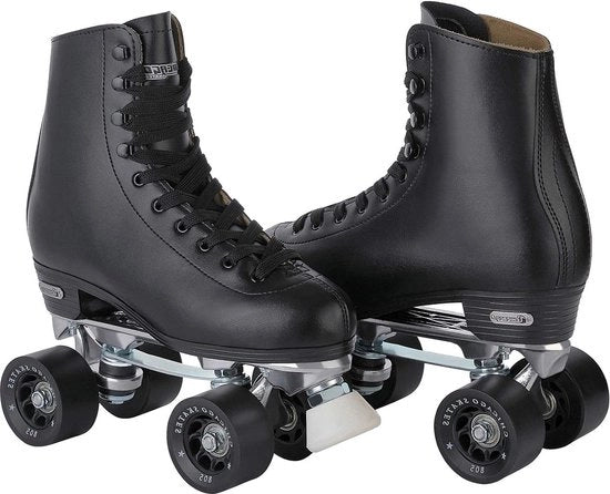 Quad Rink Rolschaatsen in Pelle Nera Classica - Dimensione 7 - Qualità Eccellente
