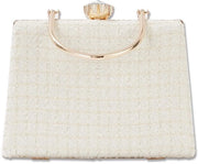 Borsa da sera per donna con catena, clutch con decorazioni strass, borsa piccola con diamanti, borsa elegante da spalla crossbody, per matrimonio, prom, ricevimento, festa, beige
