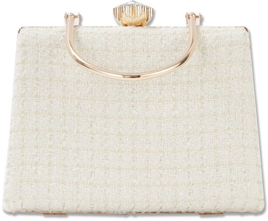 Borsa da sera per donna con catena, clutch con decorazioni strass, borsa piccola con diamanti, borsa elegante da spalla crossbody, per matrimonio, prom, ricevimento, festa, beige