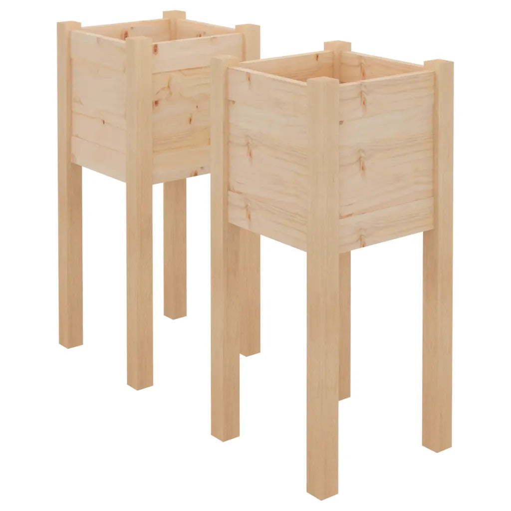 2 pz Fioriere | Cassetta per fiori | Vaso da Giardino 31x31x70 cm in Legno Massello di Pino