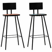 Set di due sgabelli da bar di design seduta in legno massello di recupero multicolore 1202182