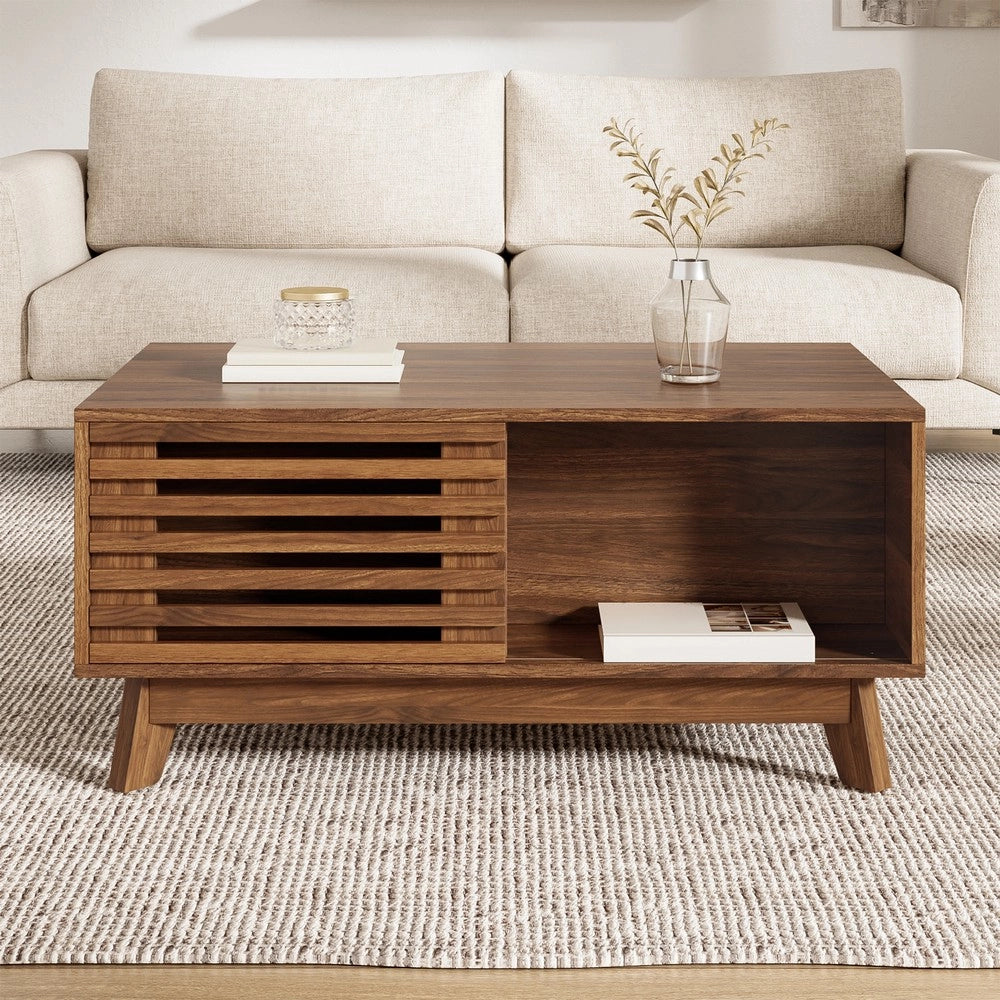 Tavolino da Caff¨¨ Moderno ¨C Xylo ¨C Effetto Noce, MDF, Piano Regolabile, Ante a Scorrimento