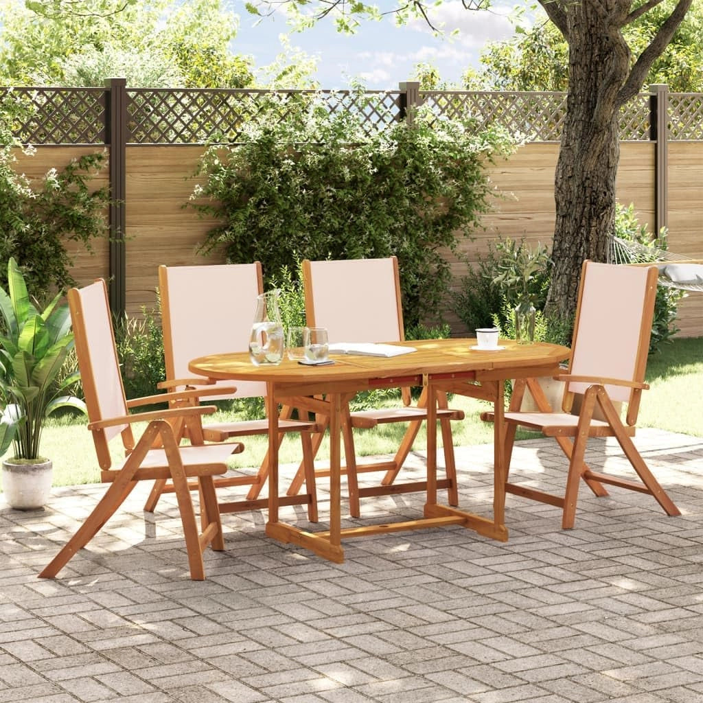 Set da pranzo da giardino 5 pezzi in legno massello di acacia e textilene, set tavolo e sedie da giardino, tavolo terrazza esterna e sedie, set terrazza, mobili da giardino esterno - 3279280