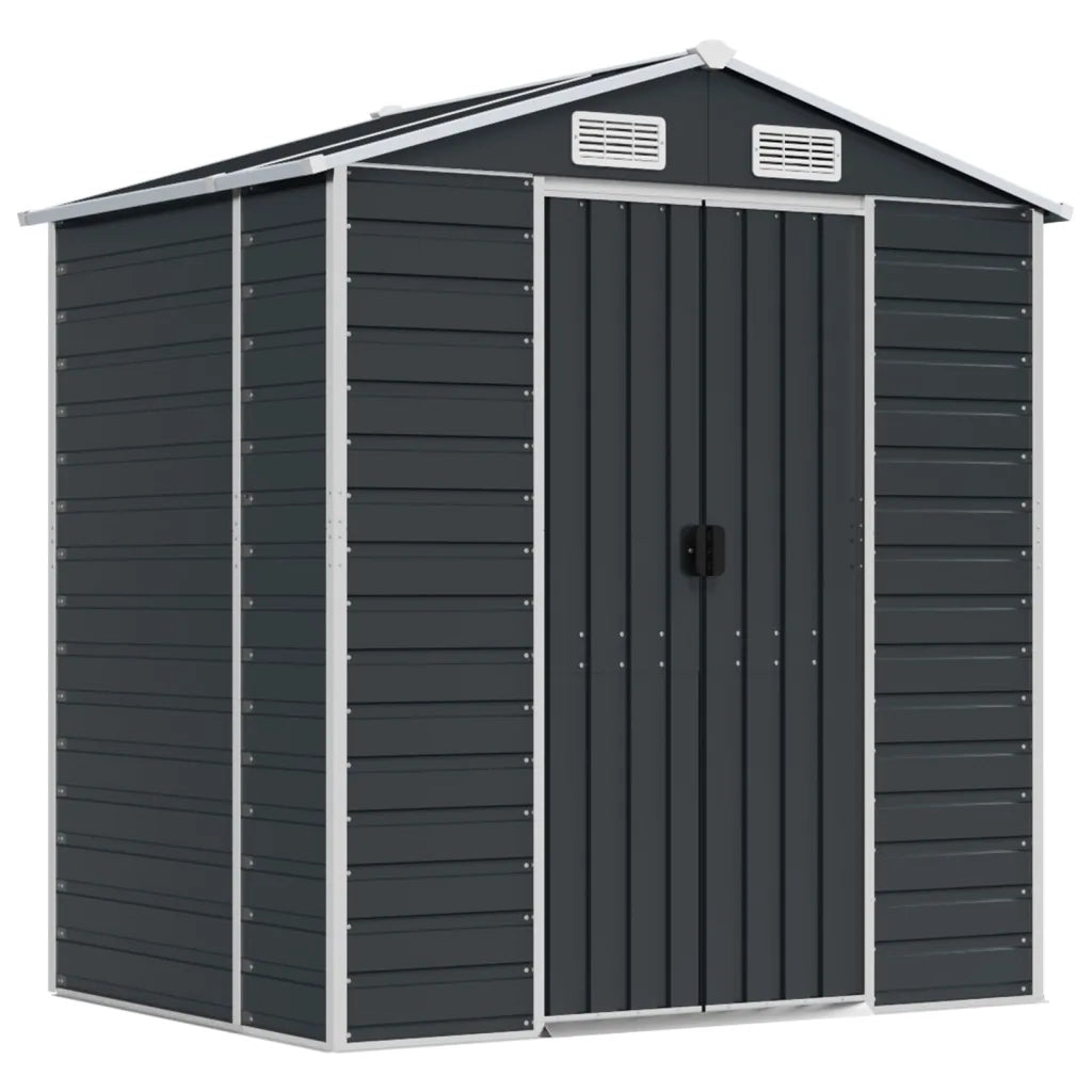 Capanno da Giardino-Casetta da Giardino Antracite 191x130x198 cm in Acciaio Zincato