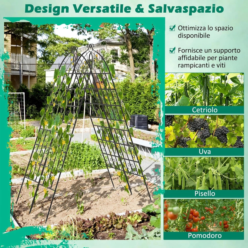 Traliccio da Giardino in Metallo 180 x 50 CM, Set di 2/4 Pannelli di Recinzione da Esterno per Piante Rampicanti, Decorazione Esterna per Giardino, Cortile e Patio (2 Pannelli)