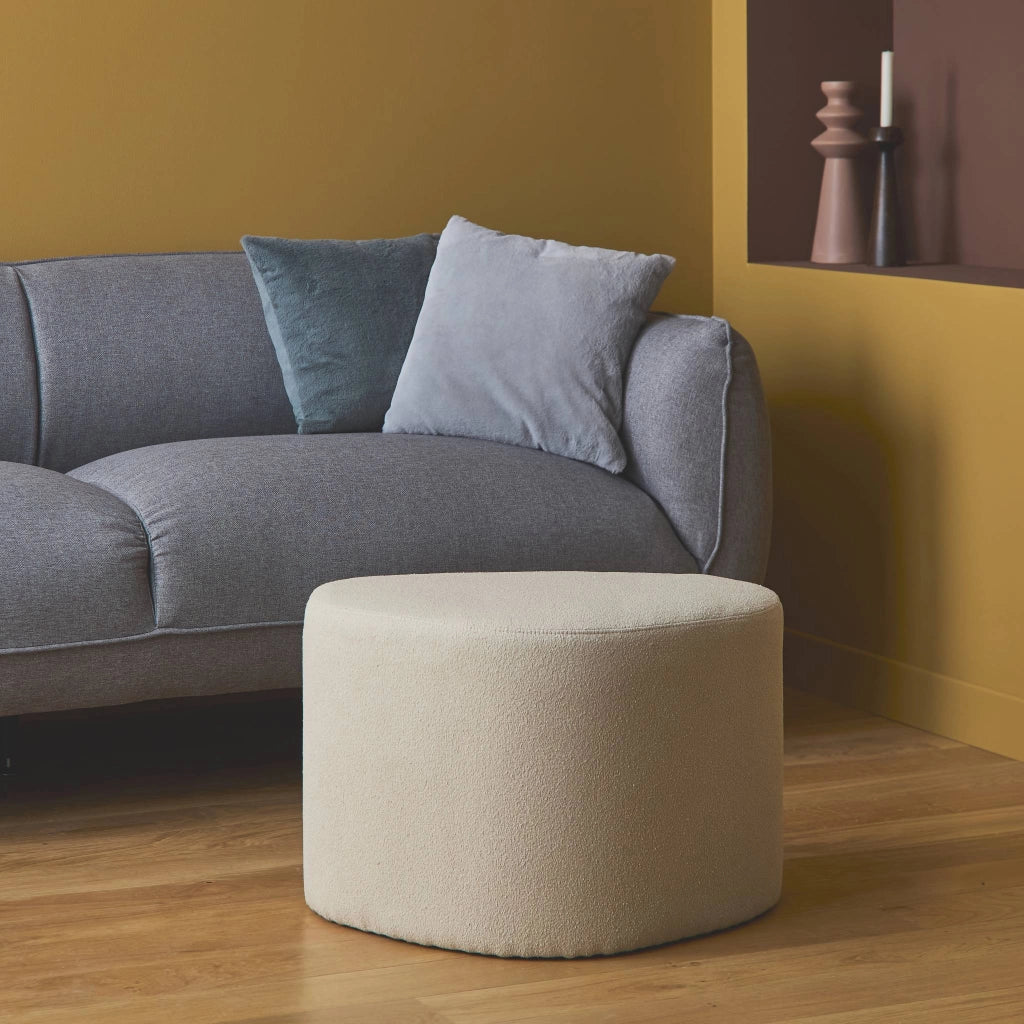Pouf a forma di ciottolo in tessuto, beige
