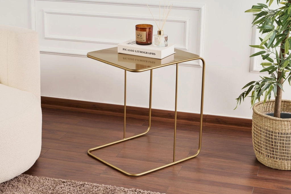 Tavolino in metallo "Poet" 47 x 46 x 57 cm - Oro