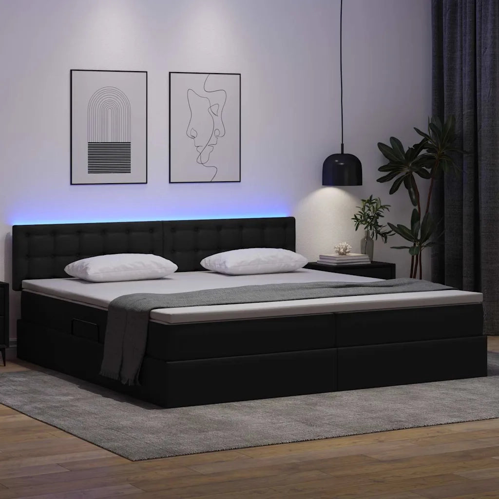 Letto con contenitore e LED con led Grigio chiaro 200 x 200 cm 3371045