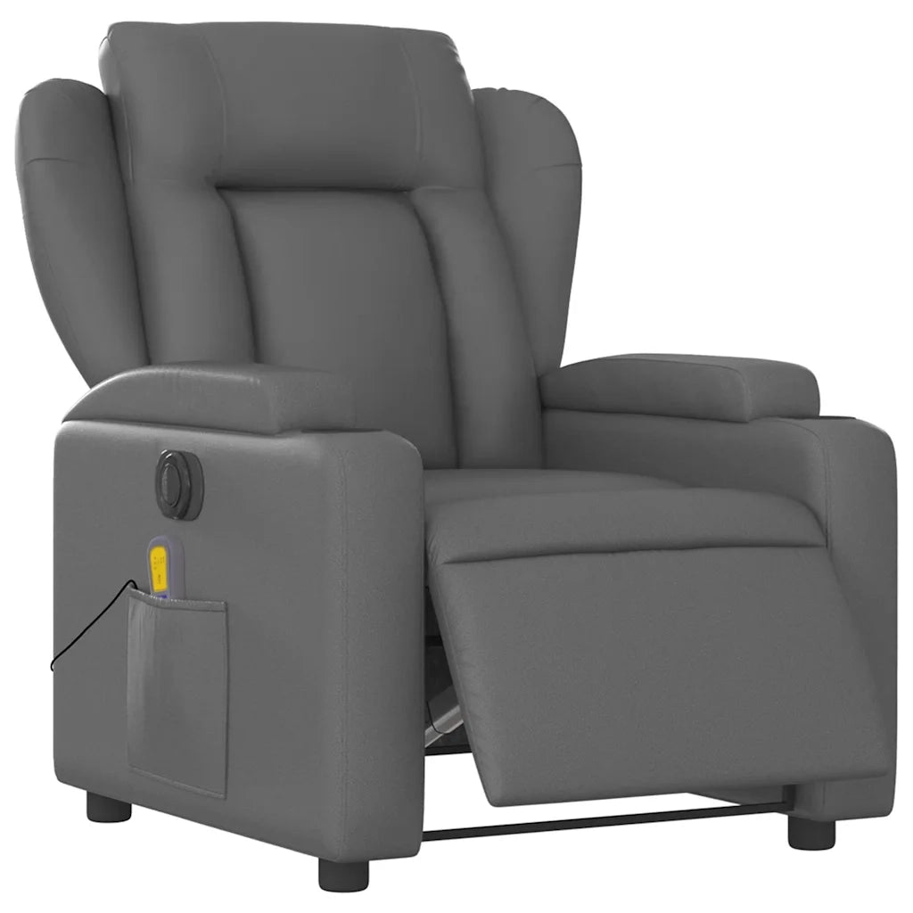 Poltrona Massaggiante | Sedia Relax Elettrica Reclinabile Grigio Similpelle
